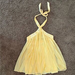 bebe Yellow Halter Neck Chiffon Tank Top